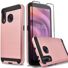 Custodia telefono antiurto doppio strato + vetro temperato per Alcatel 3V (2019)
