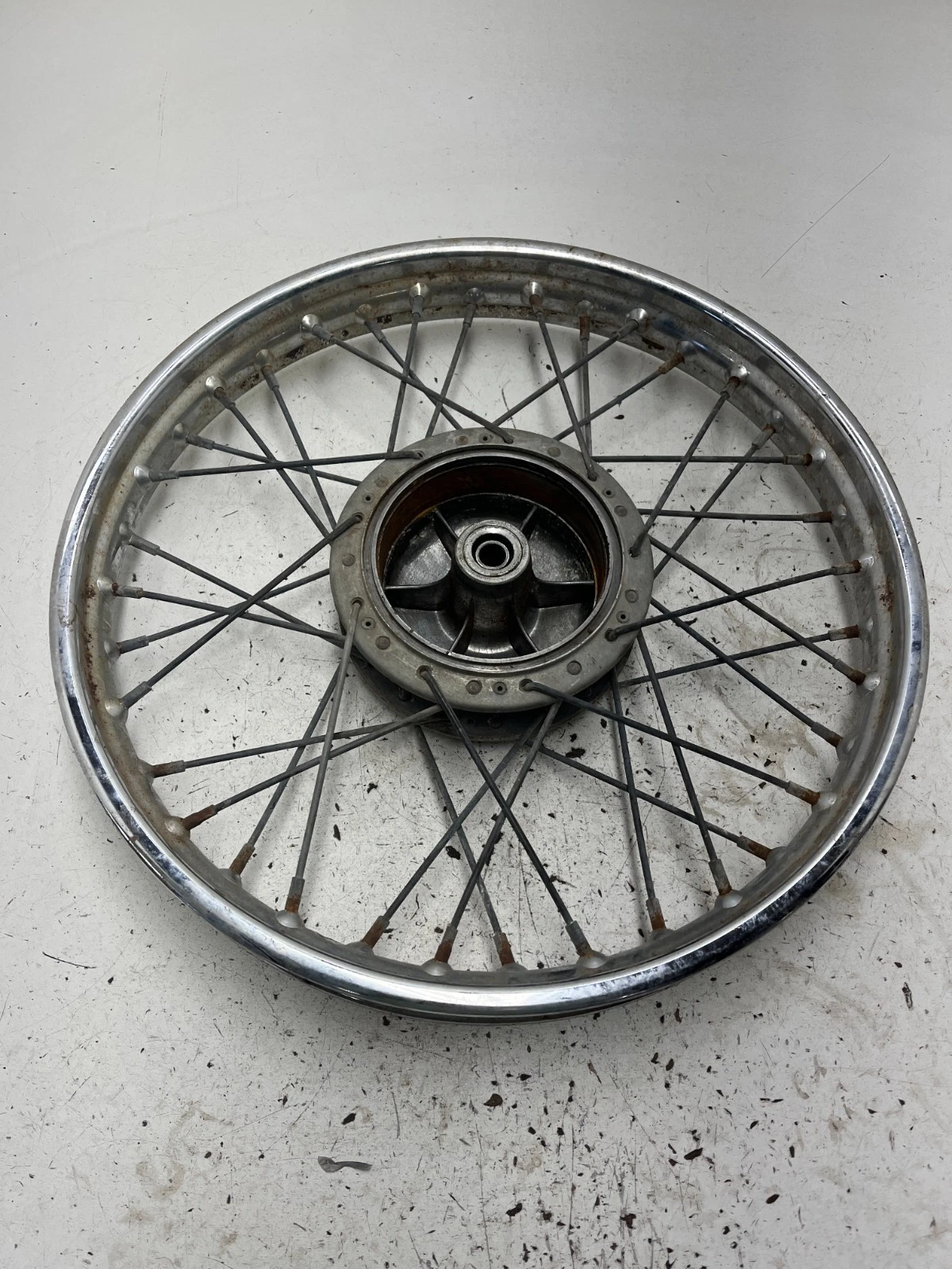 74 1974 Harley Davidson SR100 Sr 100 Baja OEM STRAIGHT Front Wheel Rim Hub Drum