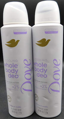 2PK Dove Whole Body Deo COCONUT & VANILLA ~ 4 oz each ~ NEW & UNUSED