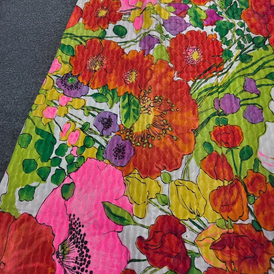 Maxi Falda Floral Acolchada Vintage Flower Power Flores Boho Mod Años 70 Psicodélica Foto 4 de 4