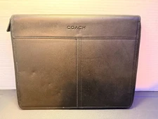 NEW Coach F62000 Leather Zip SV/BK Portfolio Black