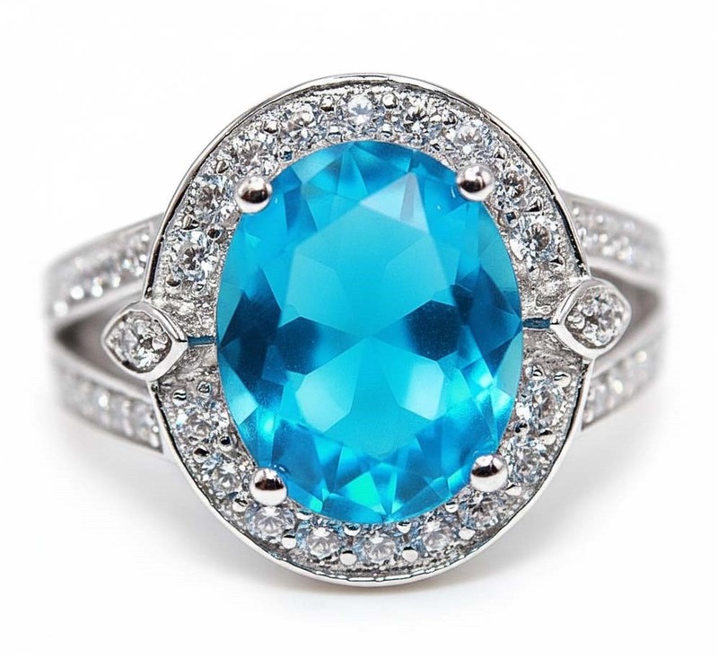 5CT Heat Treated Blue Topaz 925 Solid Sterling Silver Ring Jewelry Sz 6 