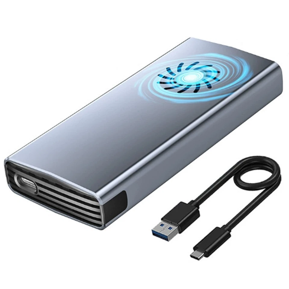M.2 NVME SSD Case Dual-Protokoll SSD Gehäuse mit Lüfter Festplattengehäuse O1R8
