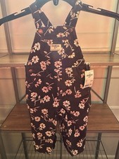 Vintage Floral Corduroy OshKosh Grey Pink Overalls Size 12 Months NWT Y2K Retro