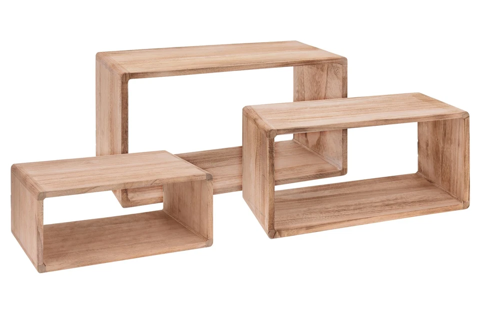 Wandregal Rechteck 3er Set aus Holz - 45/40/35 cm - Hängeregal Würfel Regal - Bild 1 von 1