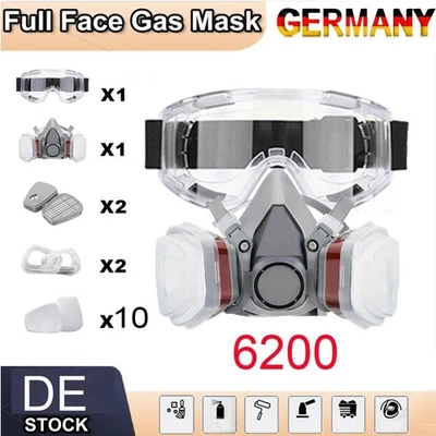 Atemschutz Halbmaske 6200 Gasmaske Staubmaske mit A1P2 Wechselfilter Set - Bild 1 von 4