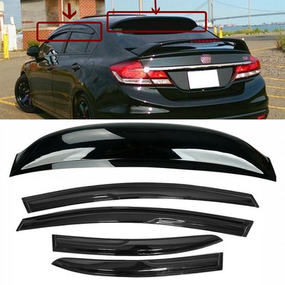 #ad Fit 06 11 Honda Civic 4DR Sedan Mugen Style Wavy Window Visor Rear Roof Visor $34.84