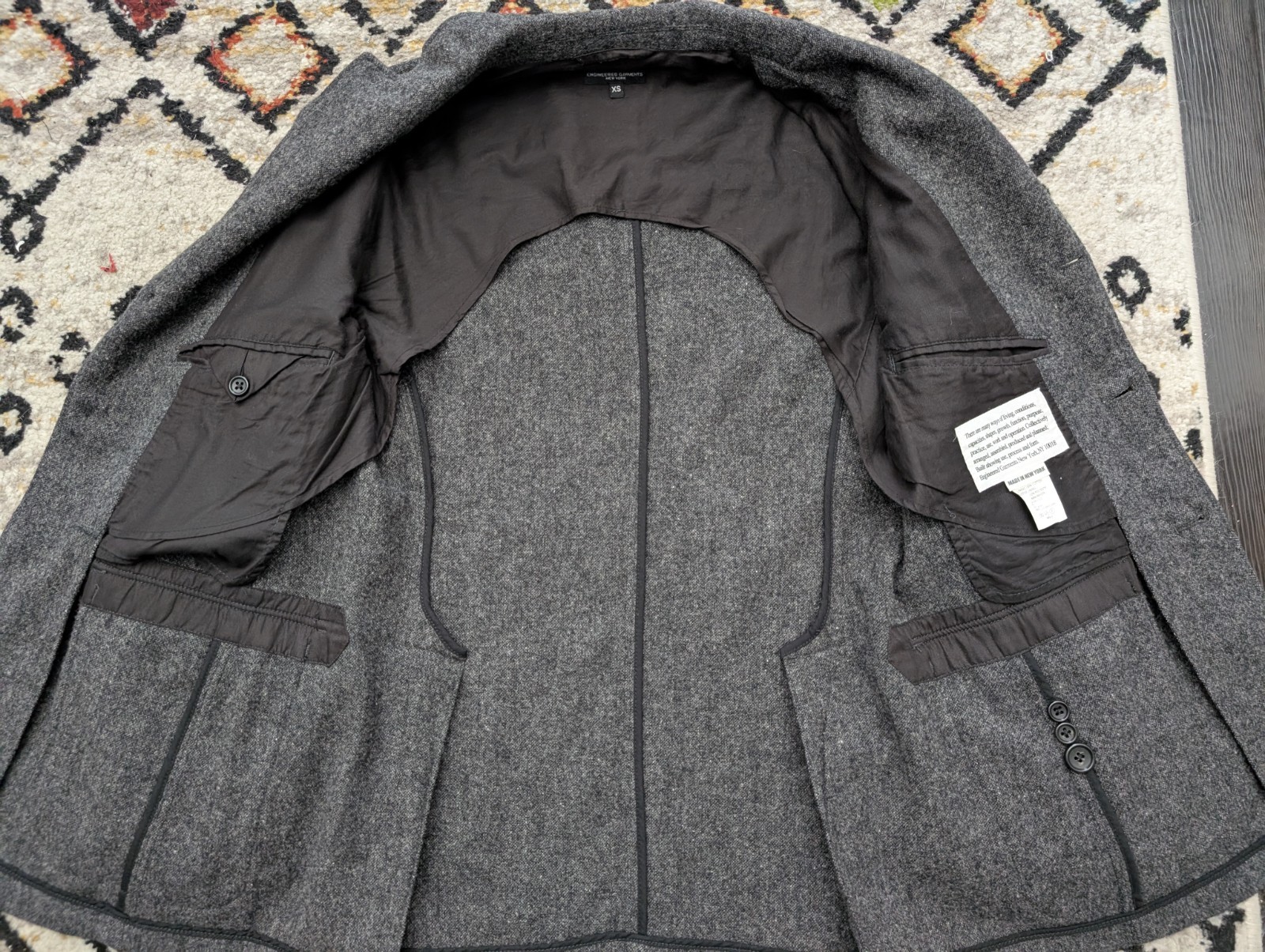 Engineered Garments Baker Jacket, Gray Wool, XS/X… - image 8