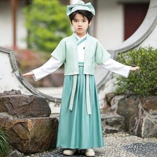 Robe Hanfu Traditionnelle Chinoise Unisexe Bleu, Déguisement Cosplay 2 Pièces