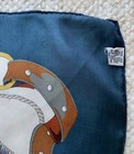 TORRENTE PARIS 100% Silk Scarf 34X 34 Inch Equestrian Design, Steel Blue — photo 9
