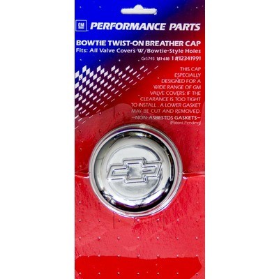 Proform 141-618, One Breather for Chevy Bowtie Logo Twist-On Round Steel Chrome