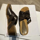 Yokono Sandals Womens 9 Brown Wedge Leather CrossStrap Ibiza Spanish Resort Chic — photo 2