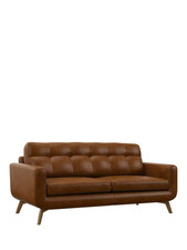 John Lewis Barbican Large 3 Seater Leather Sofa, Light Leg, Premium Caramel