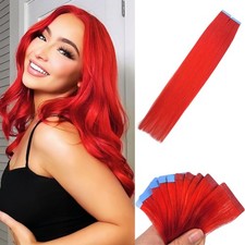 Red Tape in Hair Extensions Human Hair Invisible Long 22 Inch Remy Human Hair Ta