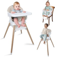 9 in 1 Convertible Baby High Chair with , Wooden Highchair for Babies and Tod...