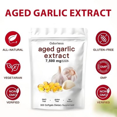 Aged Garlic Extract, 300 Softgels, 7500Mg Odorless | Heart & Immune Sup|DE 