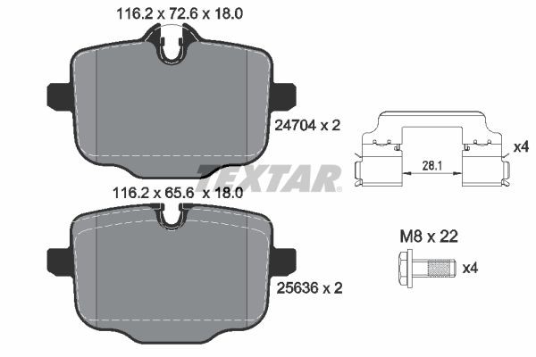Rear Brake Pad Set Fits BMW Textar 2470401 with Screws 1 Year Warranty
