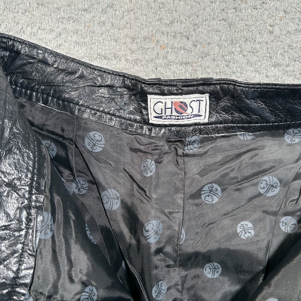 Pantalones de cuero Ghost Fashion para hombre 44 29x28 forrados negros pierna recta tiro medio Foto 3 de 4
