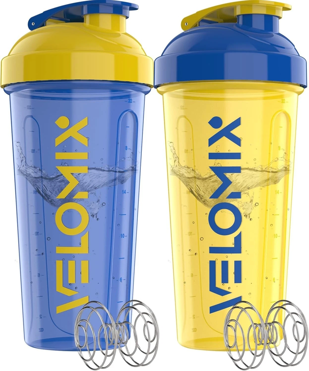-2 Pack- 28 Oz Protein Shaker Bottles for Protein Mixes - 2X Wire Whisk |
