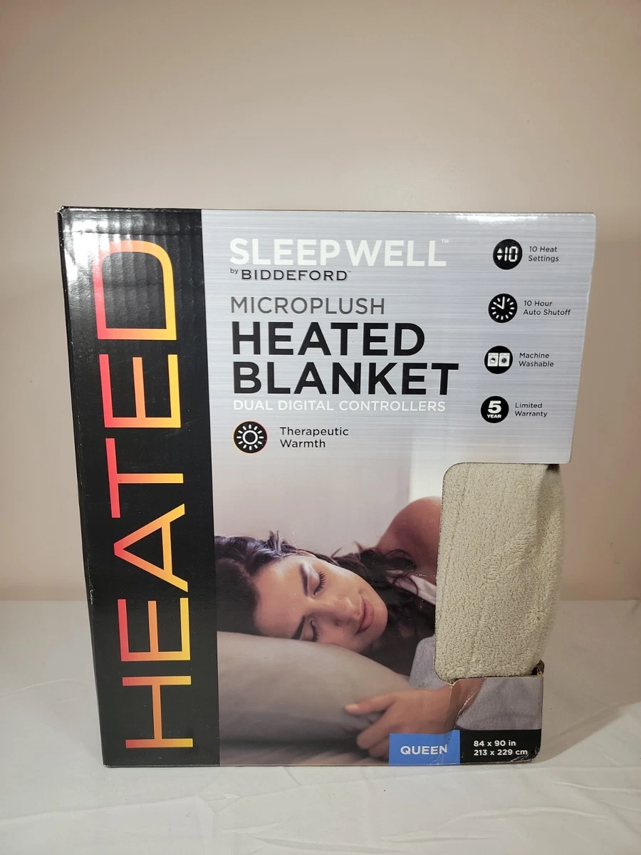 Biddeford Linen Heated Micro Plush Electric Blanket Full Queen w/ Dual  Control | eBay