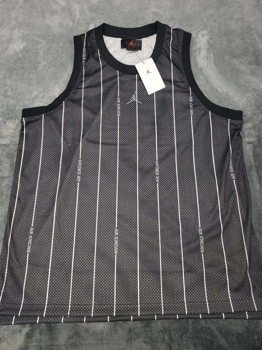NIKE JORDAN ESSENTIALS AOP TANK JERSEY SHIRT MENS BLACK LARGE NEW 