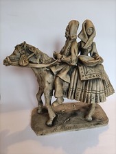 Scultura D'argilla Sarda Firmata A. Massidda Coppia Sul Cavallo Vintage anni 70 