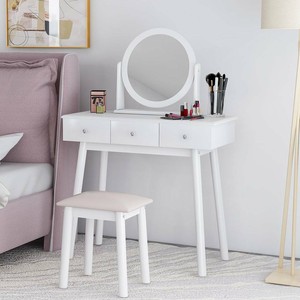 Girls Vanity Table Set Dressing Desk Stool Adjustable Mirror Storage Organizer Ebay