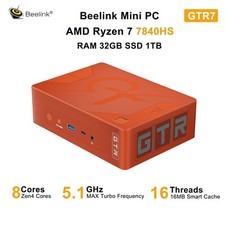Beelink Gaming Mini PC GTR7 AMD Ryzen 7 7840HS 32GB 1TB DP PC DDR5 UP to 5.1GHz