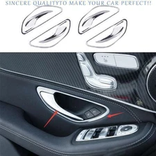 For Mercedes-Benz GLC 2016-2022 Silver Steel Inner Door Handle Lock Frame Trim