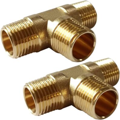 2pcs Brass Tee Pipe Fitting 1/2'' Npt Male X 1/2'' Npt Male X 1/2'' Npt Male For Wa