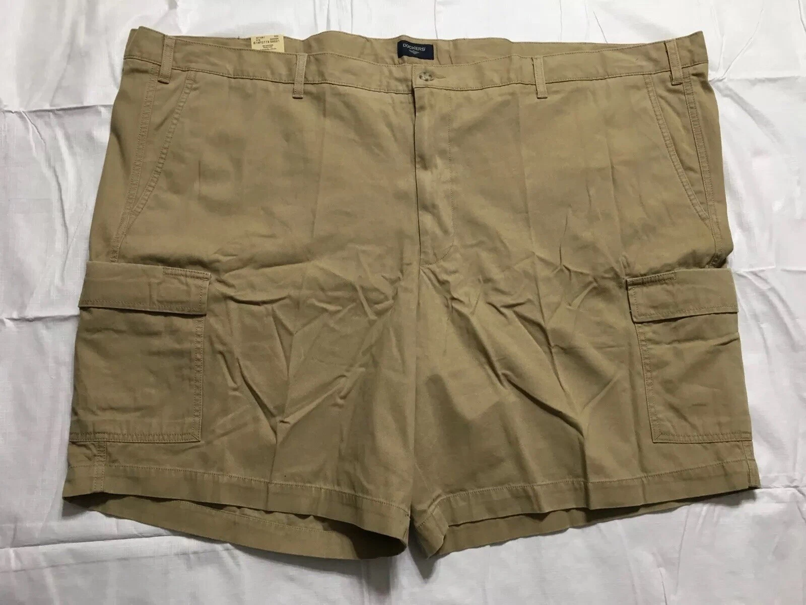 Dockers Washed Cargo Shorts Mens Size 56 Flat Front Relaxed Fit Khaki B&T NWT