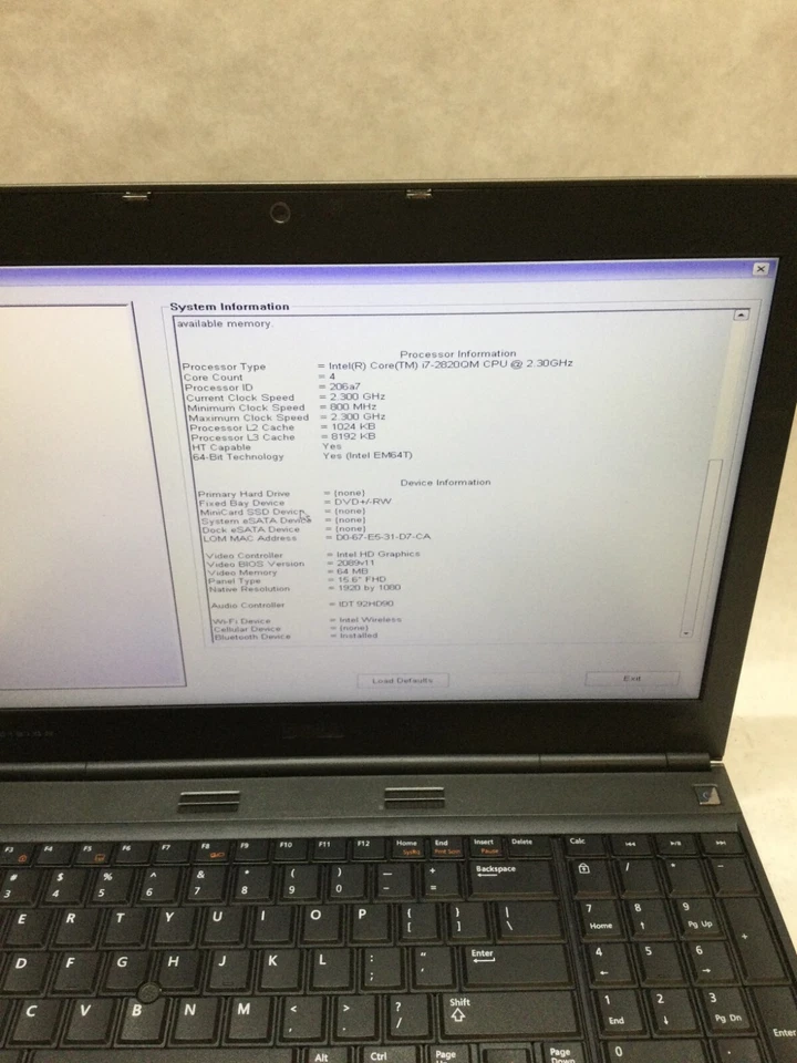 Dell Precision M4600 15.6" Intel i7-2820QM 2.3 GHz 6GB RAM NO HDD NO OS AS IS DW - Image 3 of 4