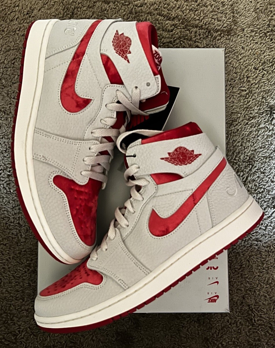 Size 9.5W- Nike Air Jordan 1 Zoom CMFT 2 Valentine's Day Grey Red