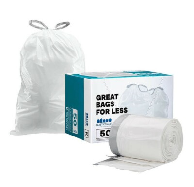 Plasticplace Custom Fit Trash Bags Compatible with simplehuman Code K, 50 Count