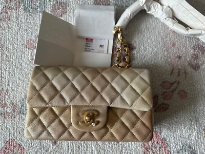 Authentic Chanel rectangular mini in ombré gold nwt 22C season