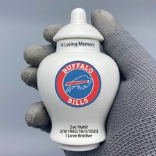 Ceramic Football Urn   Buffalo Bills Theme, Custom Text