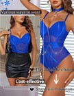 Blue One Piece Bodysuit Women Ladies Sexy Tops with Chain Chocker(small size) — photo 4