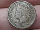 1886 Indian Head Cent Penny, Variety 2, Var 2, T2, Type 2, VG/Fine Details