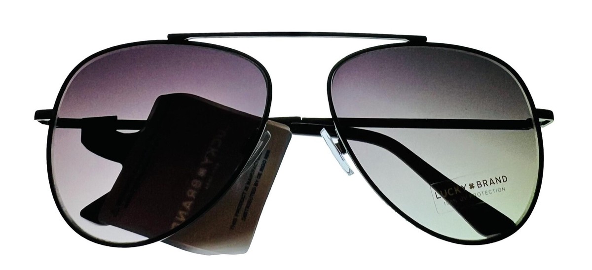 Lucky Brand Mens Black Metal Aviator, Gradient Smoke Lens 