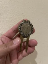 Vintage Magnetic Mark Brass Golf Divot Tool Clip With Angel Coin