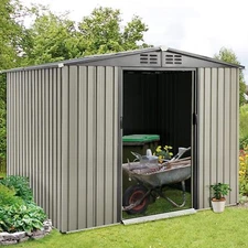 Outdoor Storage Shed Small Tool Shed w/ Sliding Door Storage Cabinet for Garden