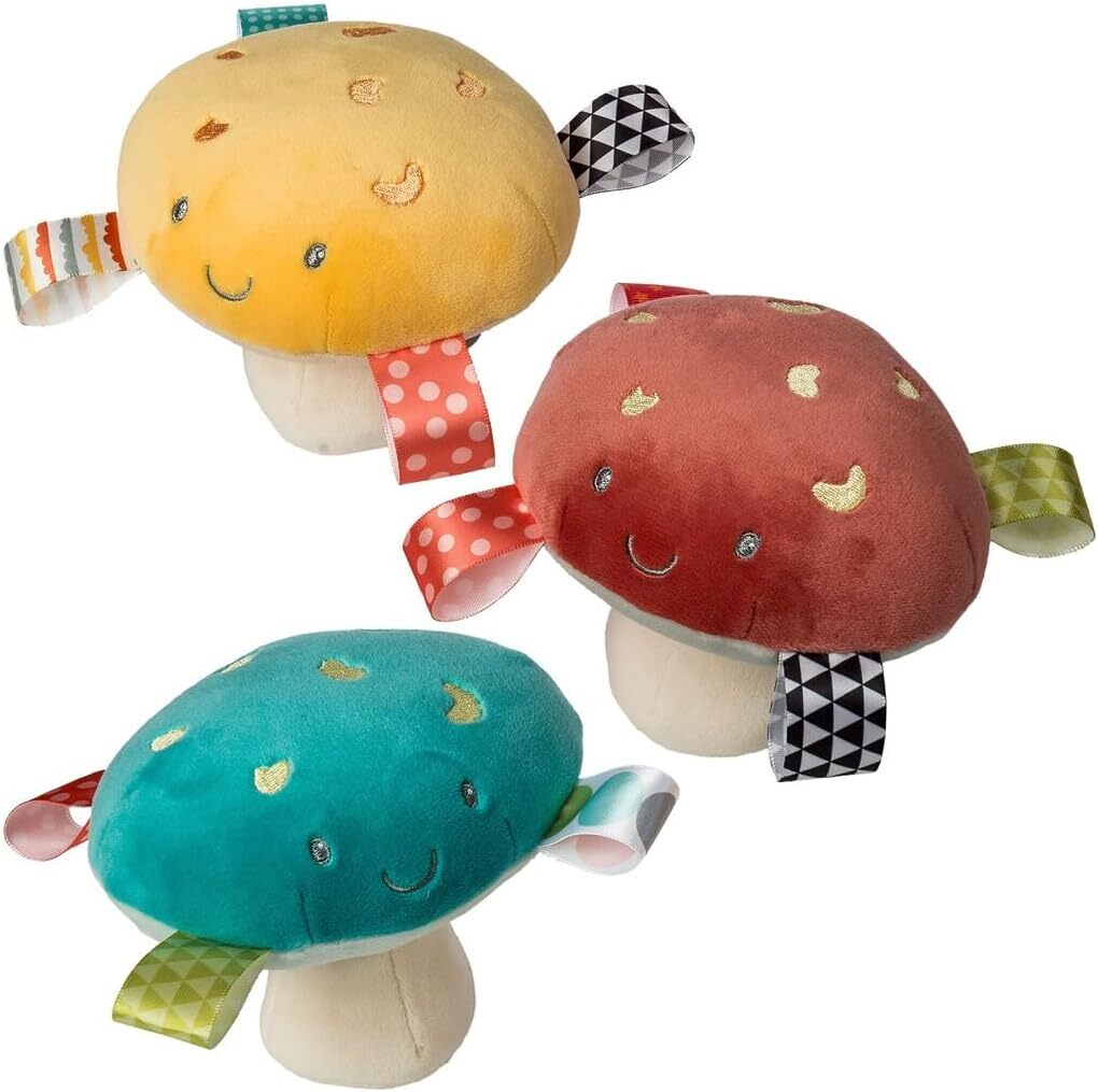 Taggies Stuffed Animal Soft Toy with Sensory Tags, 3 Piece Bundle, Fun Guy Mushr