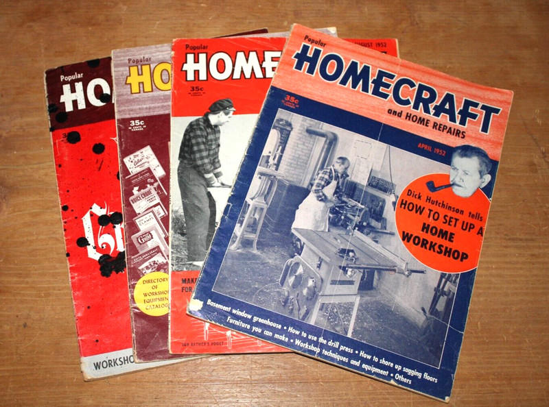 4 Issues of Popular Homecraft Magazine 1951-1952