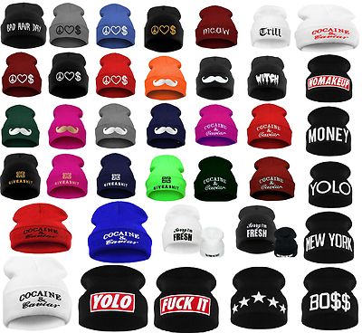 Men Women Winter Beanie Hat Bad Hair Day Caviar Wasted Youth Oversized Unisex 