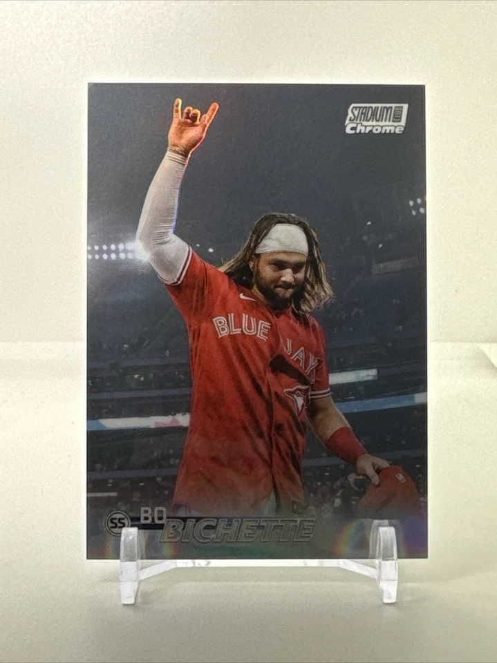 2023 Topps Stadium Club Chrome Bo Bichette Pearl White Refractor /30 #78 Toronto - Image 2 of 3