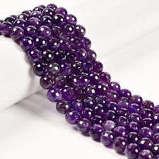 2.0mm Hole Amethyst Faceted Round Beads Size 8mm 10mm 15.5" Strand