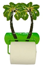 Tropical Palm Tree Toilet Paper TP Holder or Hand Towel Bar Haitian Metal Art