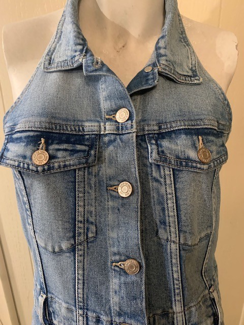 Gap VTG. Button-Front Backless Denim Halter Dress - image 2