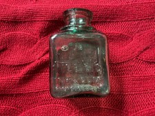 VINTAGE c1900s FIELD'S LONDON INK & GUM LARGE SIZE DARK AQUA CRUDELY MADE BOTTLE