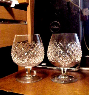 # 1 Pair Of 2 Vintage 5 1/8" Waterford Ireland Crystal ALANA Brandy Snifter Set